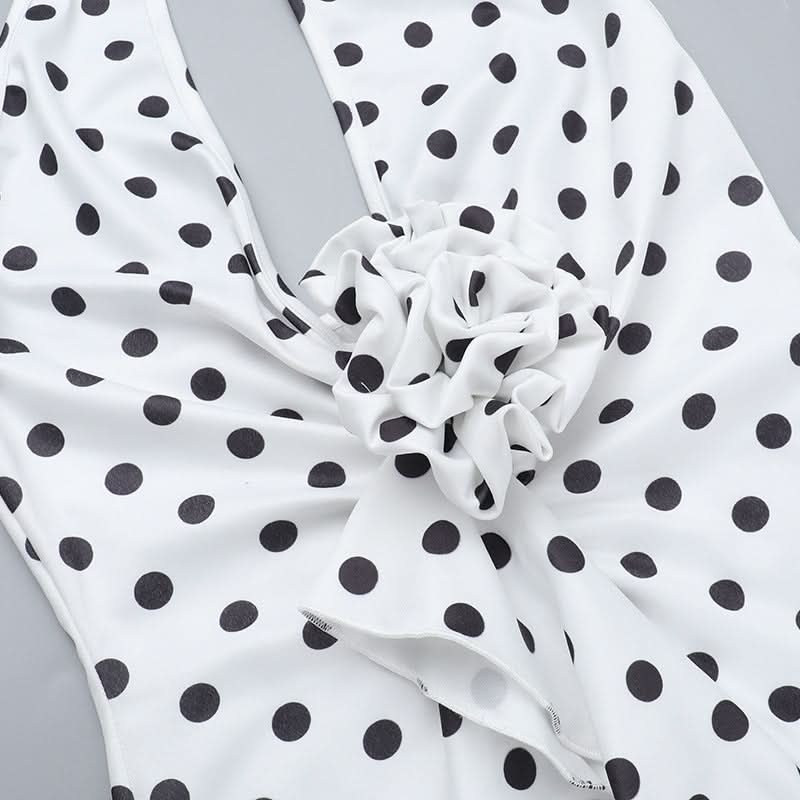 Effortless Chic: Polka Dot Halter Maxi Dress with Slit - Perfect for Fall Events & Resort Getaways
