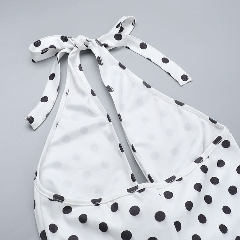 Effortless Chic: Polka Dot Halter Maxi Dress with Slit - Perfect for Fall Events & Resort Getaways