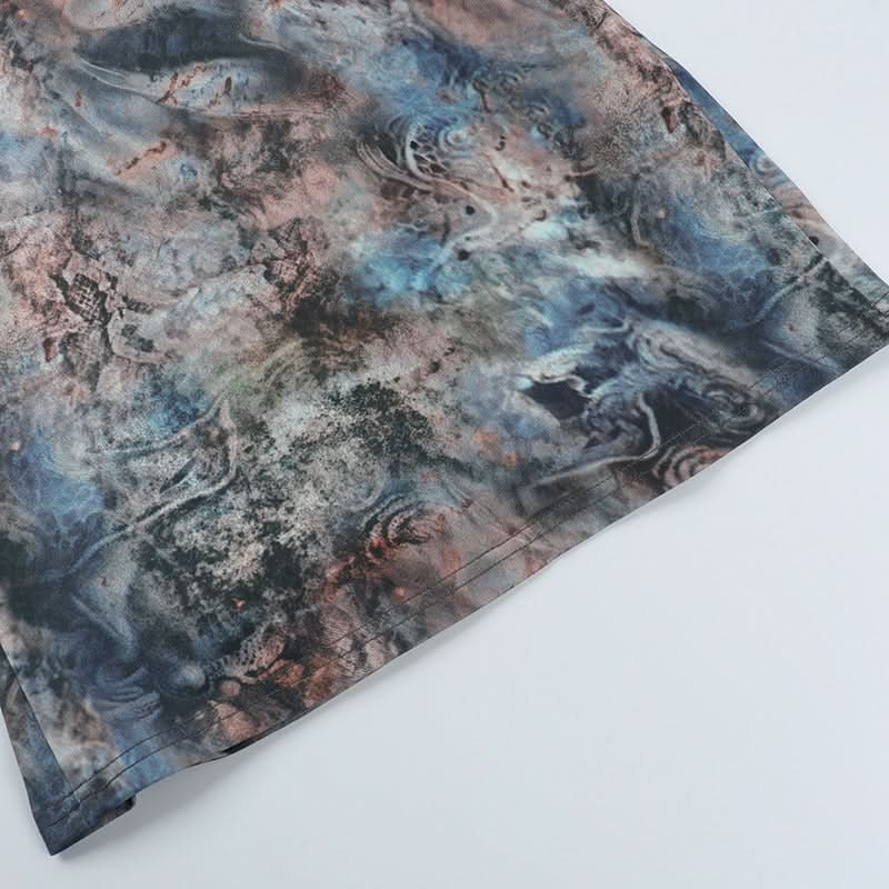 Mesmerizing Marbled Halter Maxi Dress - Deep V-Neck | Perfect for Fall Events & Holiday Getaways