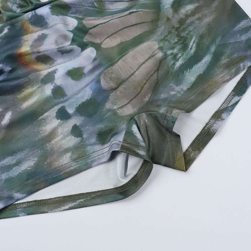 Halter Cutout Butterfly Print Romper - Your Tropical Escape & Festival Statement