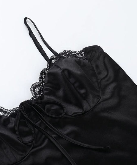Chic Black Satin Lace Camisole Top - Your Go-To for Fall Nights & Holiday Styling