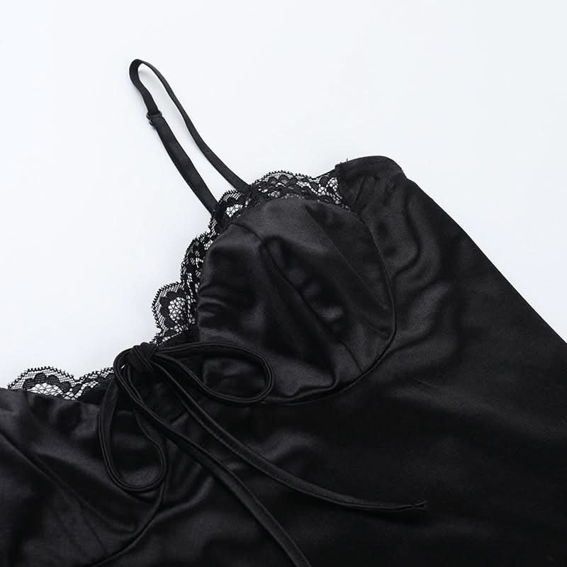 Chic Black Satin Lace Camisole Top - Your Go-To for Fall Nights & Holiday Styling