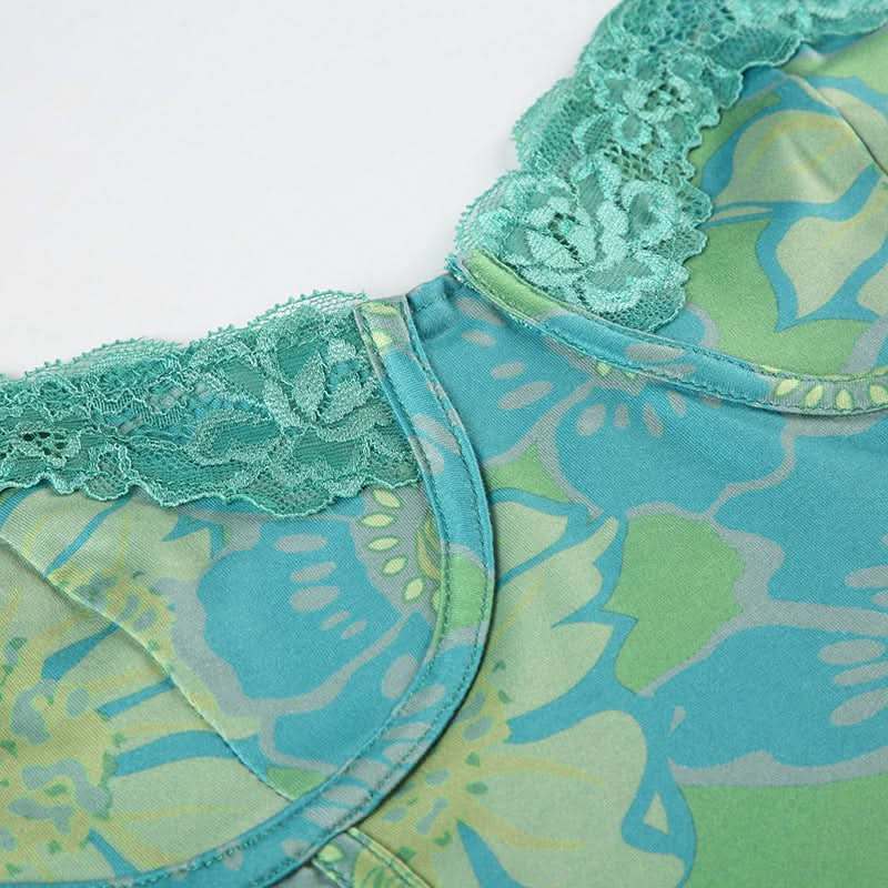 Y2K Floral Mesh Corset Top - Chic Lace Bustier Cami for Fall Layering