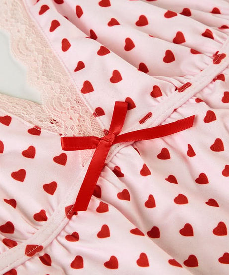 Sweetheart Pink Heart Print Cami & Shorts Pajama Set – Cozy Loungewear for Fall Nights & Gifting