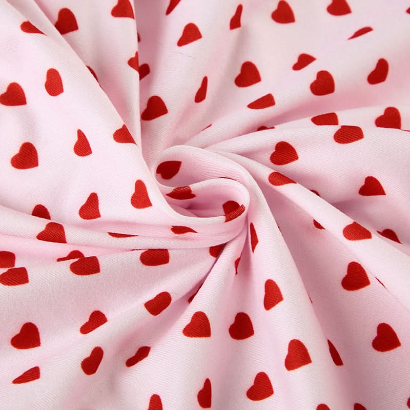 Sweetheart Pink Heart Print Cami & Shorts Pajama Set – Cozy Loungewear for Fall Nights & Gifting