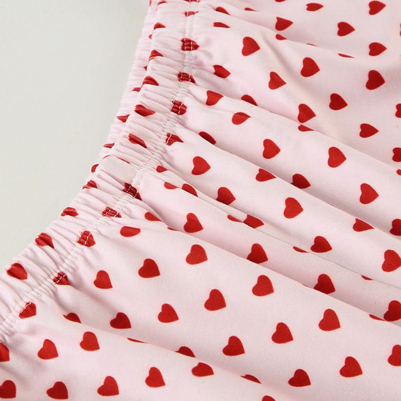 Sweetheart Pink Heart Print Cami & Shorts Pajama Set – Cozy Loungewear for Fall Nights & Gifting