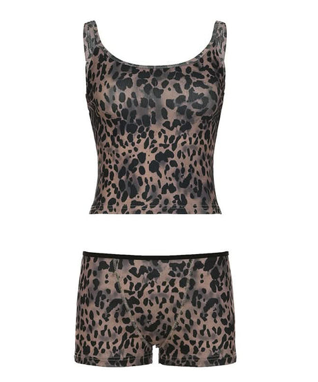 Wildly Comfortable: Chic Leopard Print Ribbed Loungewear Set - Perfect for Cozy Fall Nights