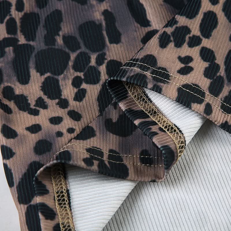 Wildly Comfortable: Chic Leopard Print Ribbed Loungewear Set - Perfect for Cozy Fall Nights