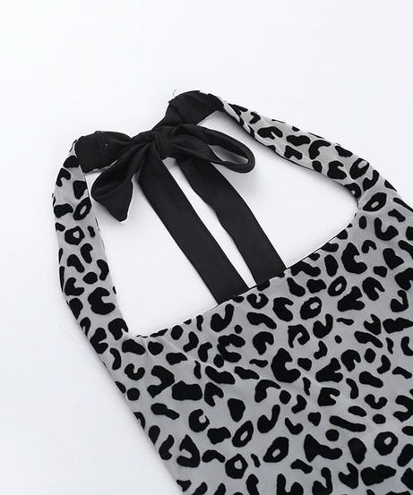 Unleash Your Wild Side: Fierce Leopard Halter Backless Crop Top - Fall Party Essential