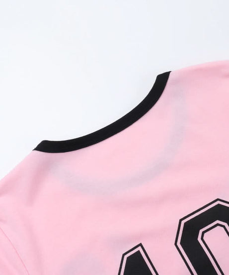 Y2K Pink '10' Athletic Crop Top for Women - Fall Street Style Essential