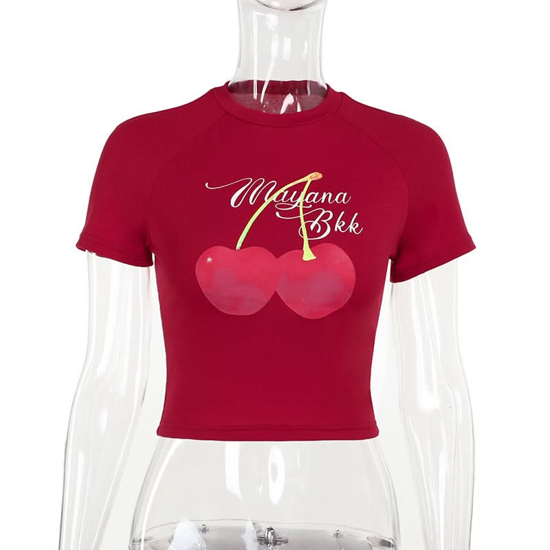 Sweet Cherry Love: Vibrant Red Crop Top | Chic Fall Style for Women