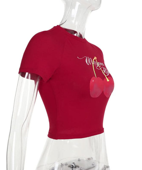 Sweet Cherry Love: Vibrant Red Crop Top | Chic Fall Style for Women