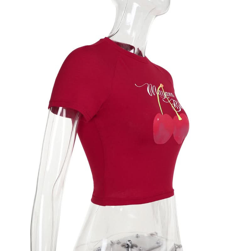 Sweet Cherry Love: Vibrant Red Crop Top | Chic Fall Style for Women
