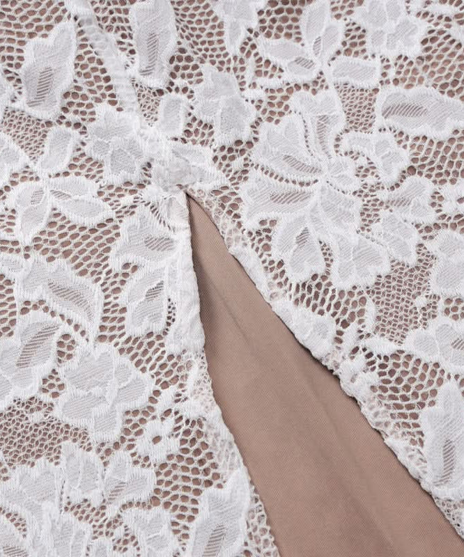 Elegant White Lace Sweetheart Maxi Dress - Bodycon Fit for Fall & Holiday Celebrations