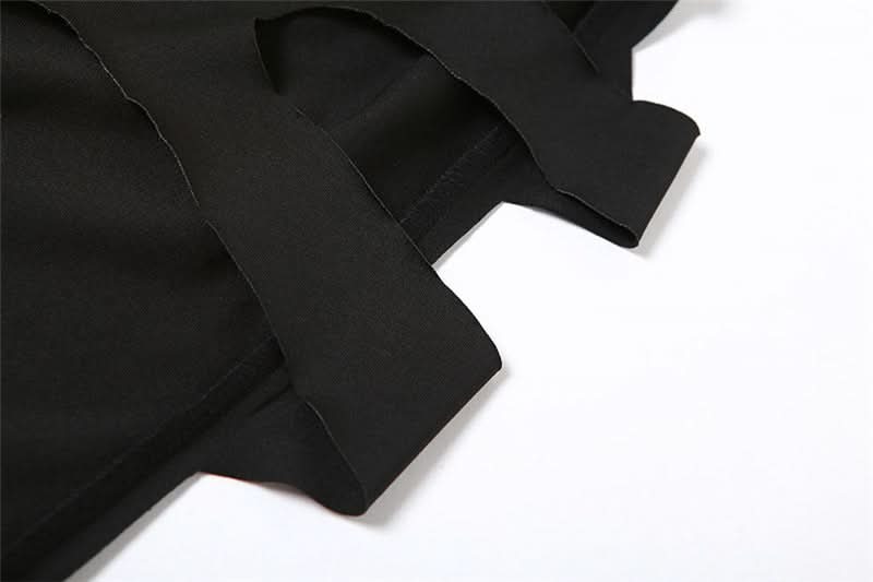 Sultry Ribcage Cutout Bodycon Maxi Dress - Black Halloween Party & Night Out