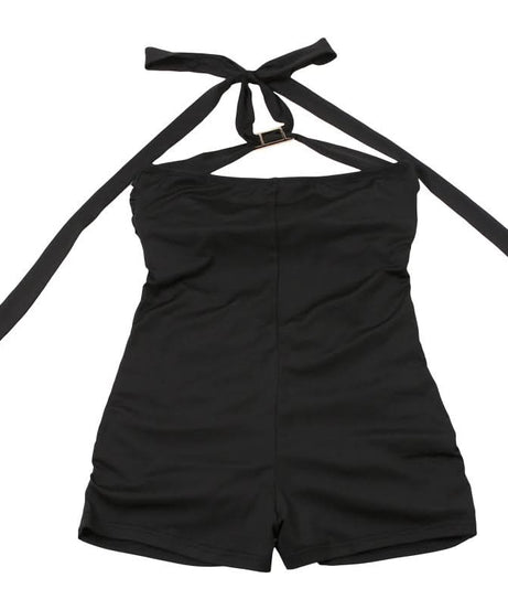 Chic Black Halter Cutout Romper with Gold Accents - Your Elevated Go-To for Fall Nights & Parties