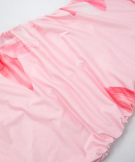 Show-Stopping Pink Floral One-Shoulder Maxi Dress - Elegant Ruched Gown for Resort & Holiday Getaways