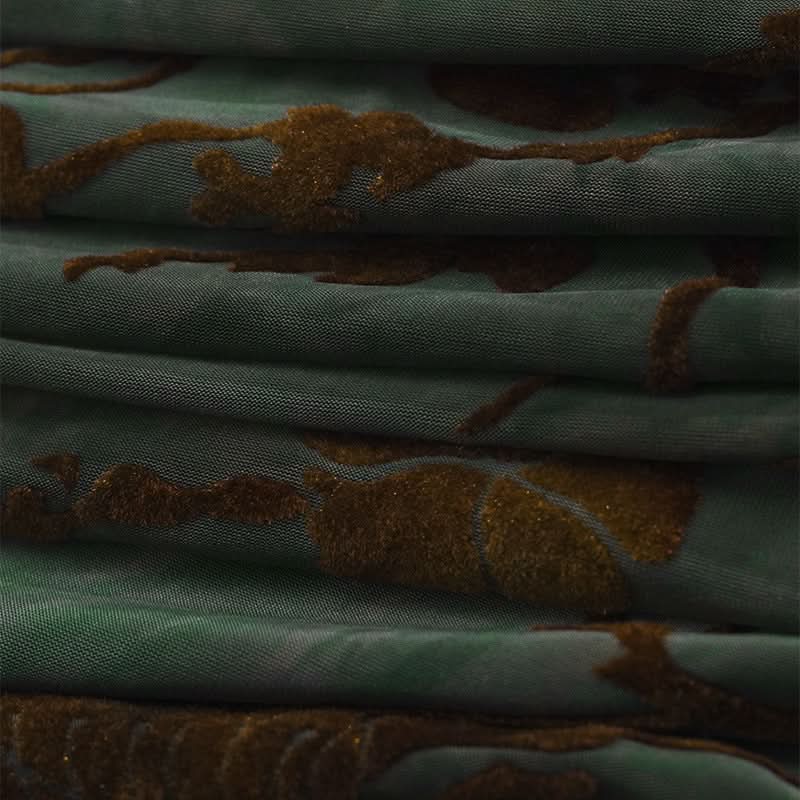 Enchanting Autumn Bloom Velvet Maxi Dress – Elegant Long Sleeve Backless Tie Gown