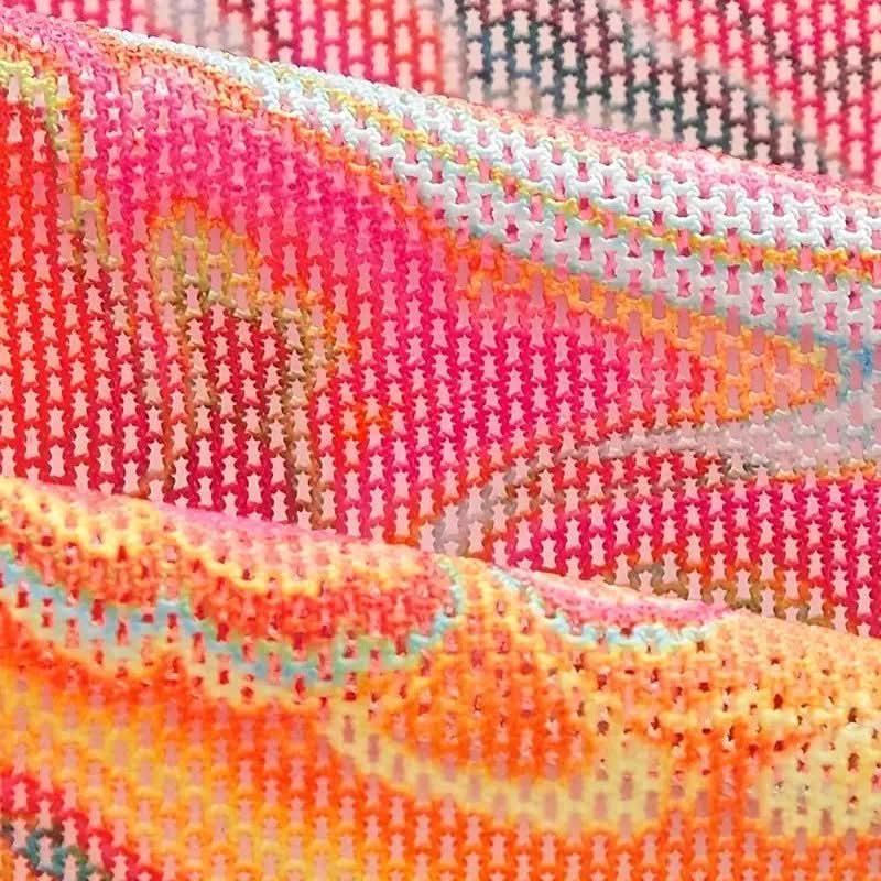 Vibrant Psychedelic Mesh Tie-Front Bell Sleeve Crop Top - Fall's Bold Statement