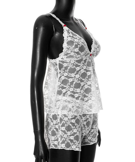Romantic White Lace Cami & Shorts Loungewear Set - Cozy Fall Nights & Holiday Charm