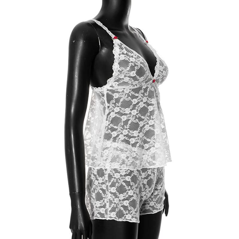 Romantic White Lace Cami & Shorts Loungewear Set - Cozy Fall Nights & Holiday Charm