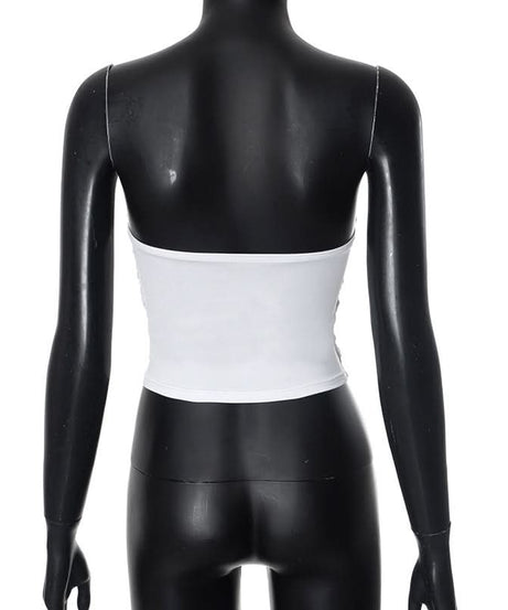 Chic White Ruffle Ruched Strapless Top - Fall Party & Layering Essential