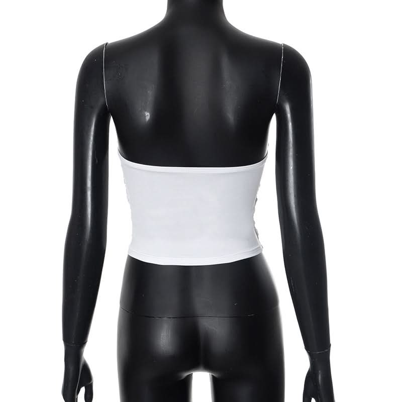 Chic White Ruffle Ruched Strapless Top - Fall Party & Layering Essential