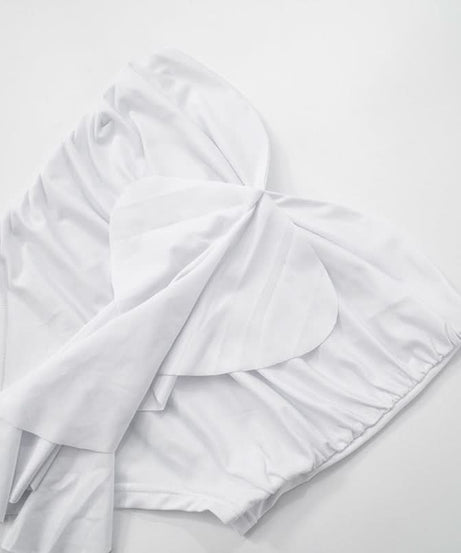 Chic White Ruffle Ruched Strapless Top - Fall Party & Layering Essential