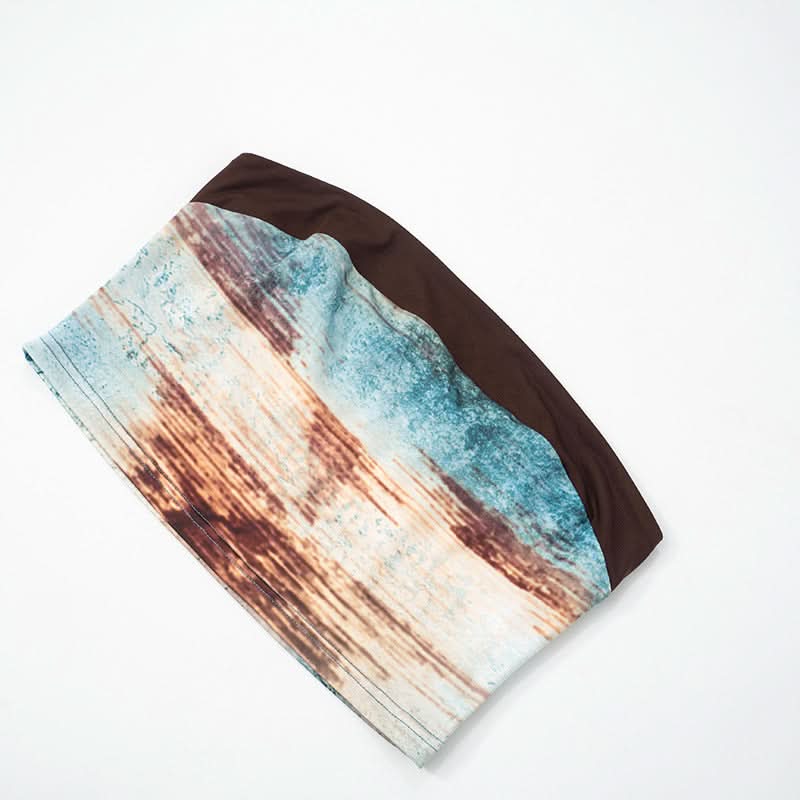 Artistic Abstract Print Tube Top & Maxi Skirt Set - Effortless Boho Chic for Fall & Resort