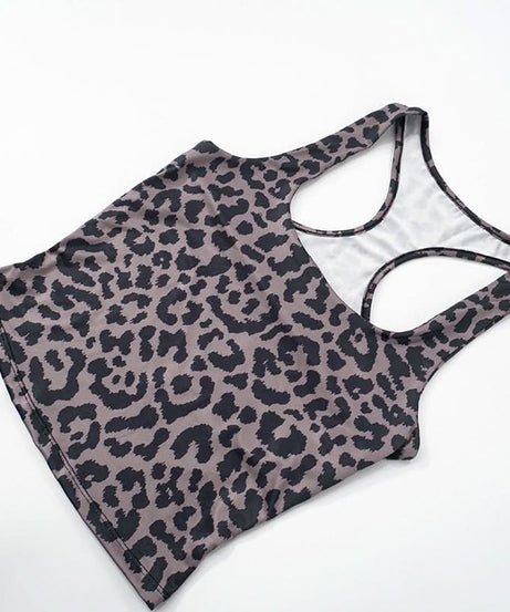 Fierce Fall Style: Women's Leopard Print Square Neck Tank & Biker Shorts Athleisure Set