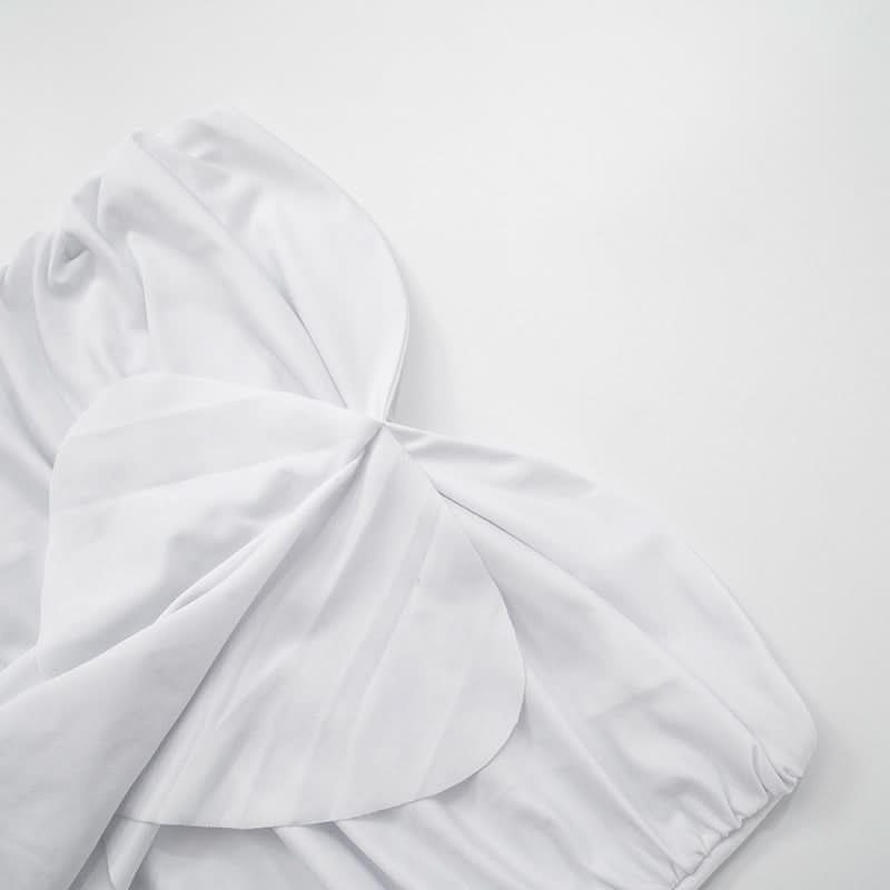 Chic White Ruffle Ruched Strapless Top - Fall Party & Layering Essential