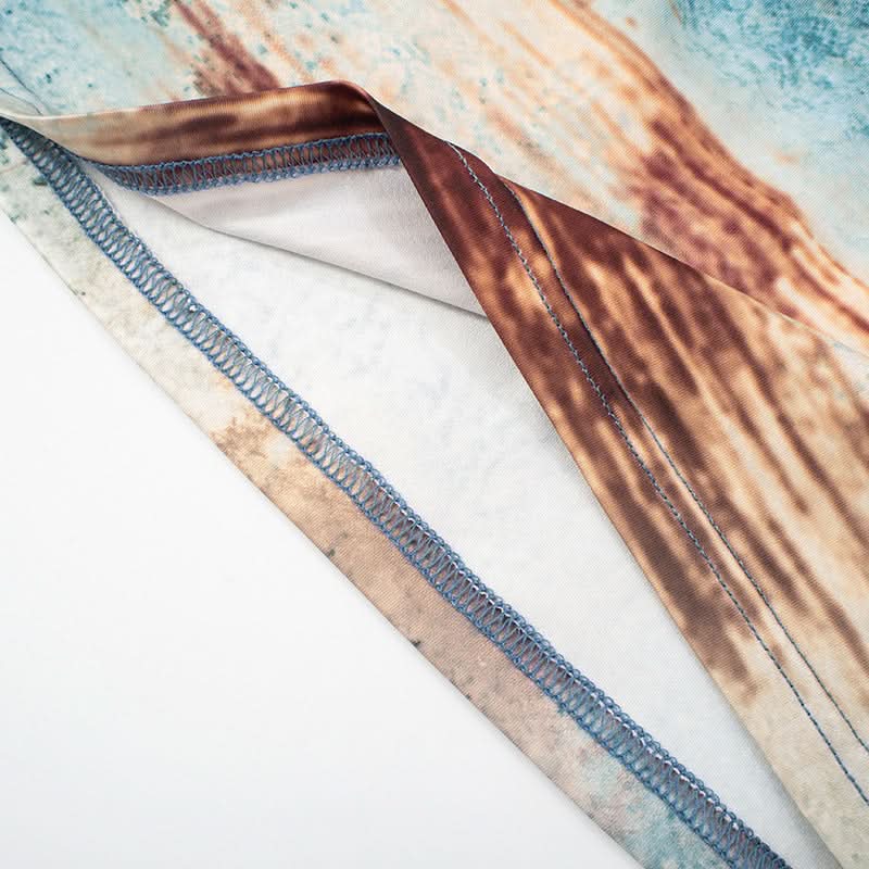 Artistic Abstract Print Tube Top & Maxi Skirt Set - Effortless Boho Chic for Fall & Resort