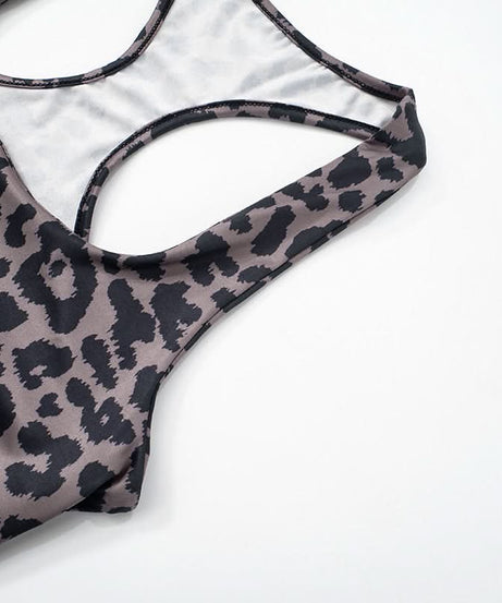 Fierce Fall Style: Women's Leopard Print Square Neck Tank & Biker Shorts Athleisure Set