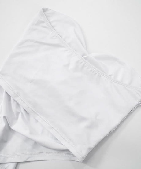 Chic White Ruffle Ruched Strapless Top - Fall Party & Layering Essential