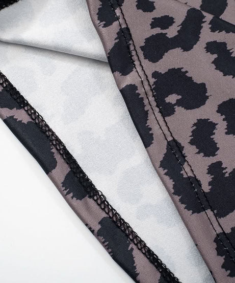 Fierce Fall Style: Women's Leopard Print Square Neck Tank & Biker Shorts Athleisure Set