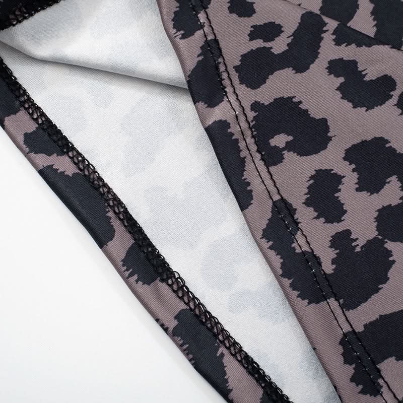 Fierce Fall Style: Women's Leopard Print Square Neck Tank & Biker Shorts Athleisure Set