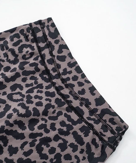 Fierce Fall Style: Women's Leopard Print Square Neck Tank & Biker Shorts Athleisure Set