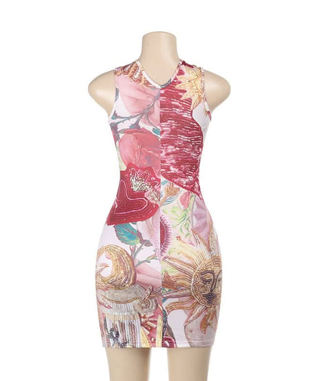 Phoenix Rising Chain Halter Cut-Out Mini Dress - Fierce Fall Party Style