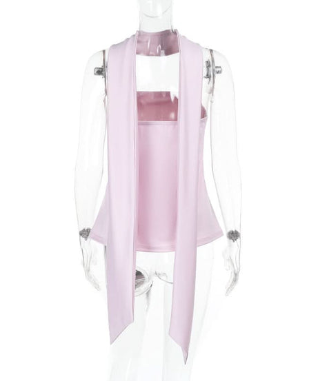 Effortless Pink Lily Halter Tube Top | Your Chic 'Escape the Chill' Vacation Essential