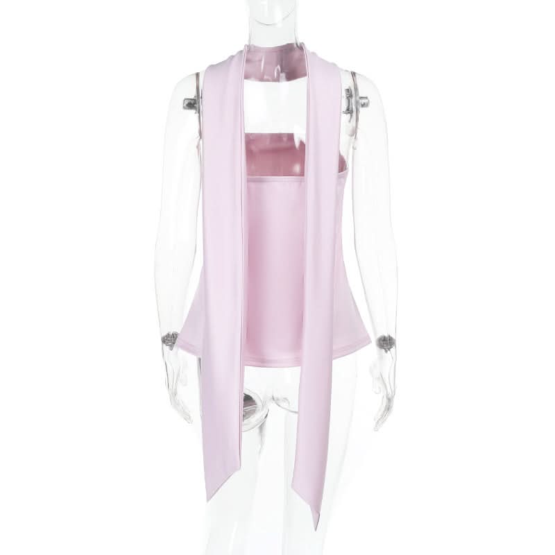 Effortless Pink Lily Halter Tube Top | Your Chic 'Escape the Chill' Vacation Essential