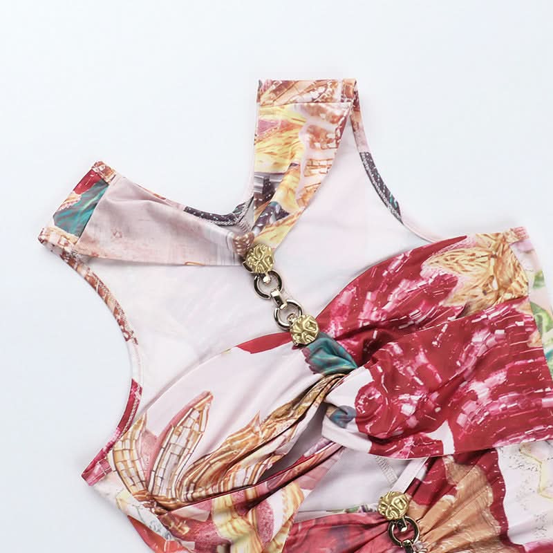 Phoenix Rising Chain Halter Cut-Out Mini Dress - Fierce Fall Party Style