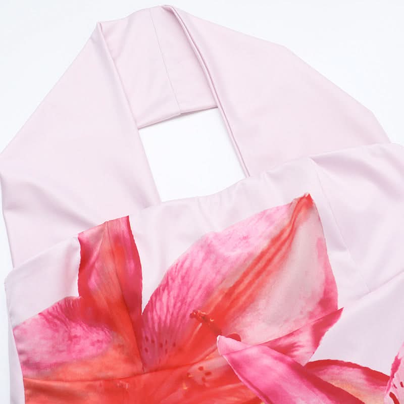 Effortless Pink Lily Halter Tube Top | Your Chic 'Escape the Chill' Vacation Essential