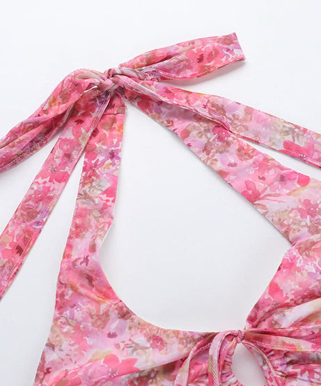 Dreamy Pink Floral Halter Mini Dress – Your Warm Weather Escape & Resort Essential