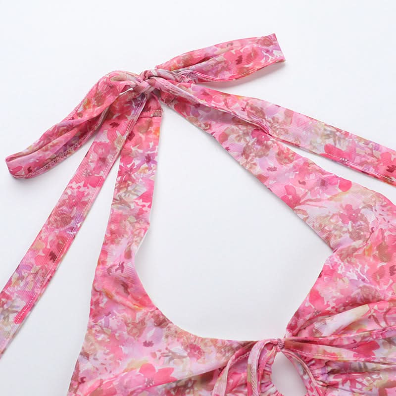 Dreamy Pink Floral Halter Mini Dress – Your Warm Weather Escape & Resort Essential