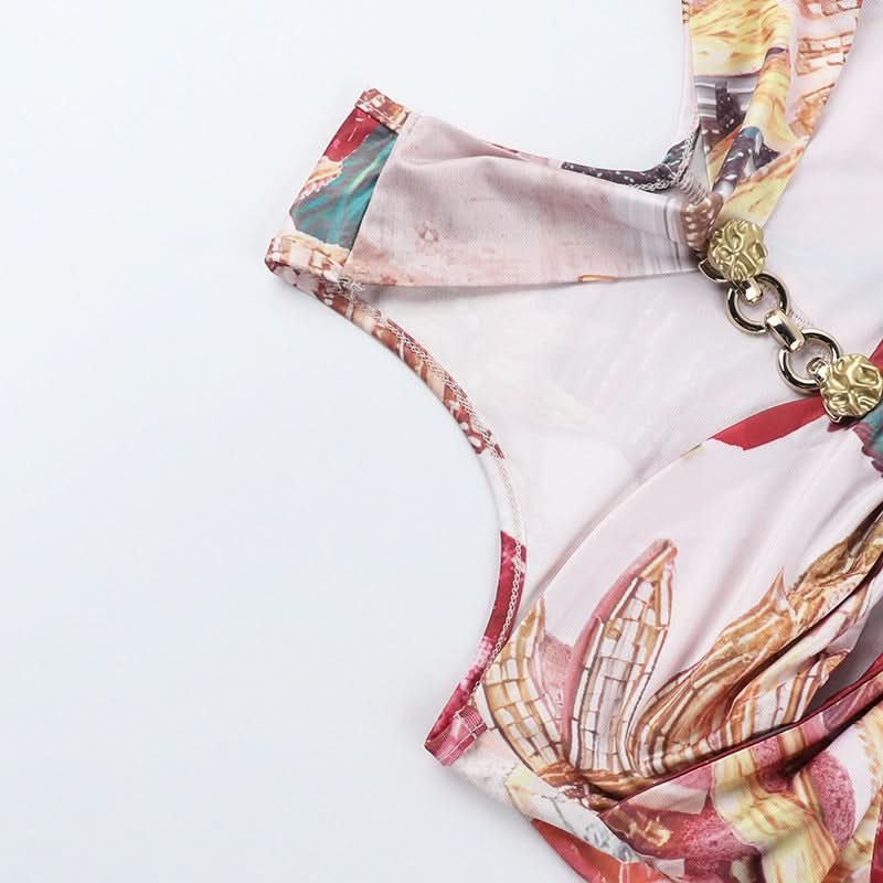 Phoenix Rising Chain Halter Cut-Out Mini Dress - Fierce Fall Party Style