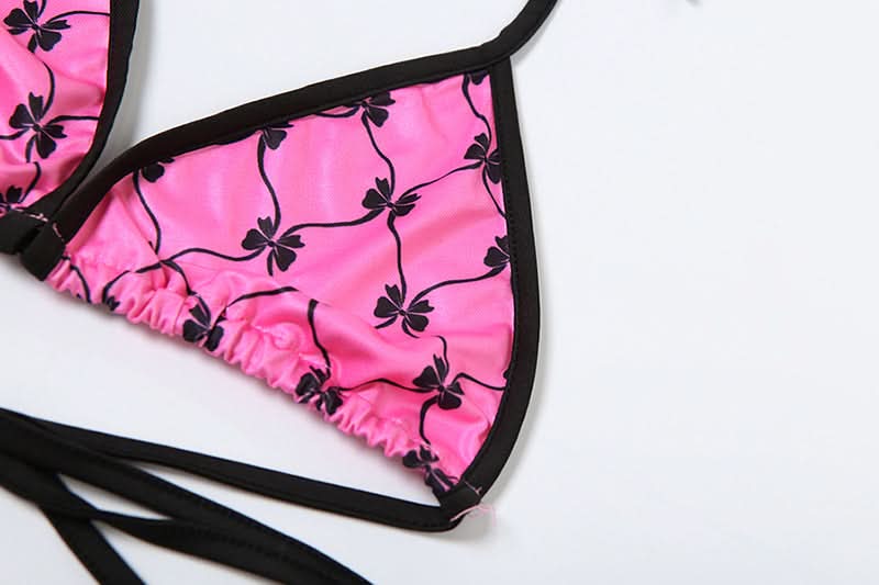 Y2K Coquette Pink Bow Halter Crop Top & Shorts Set - Long Sleeve Party Outfit