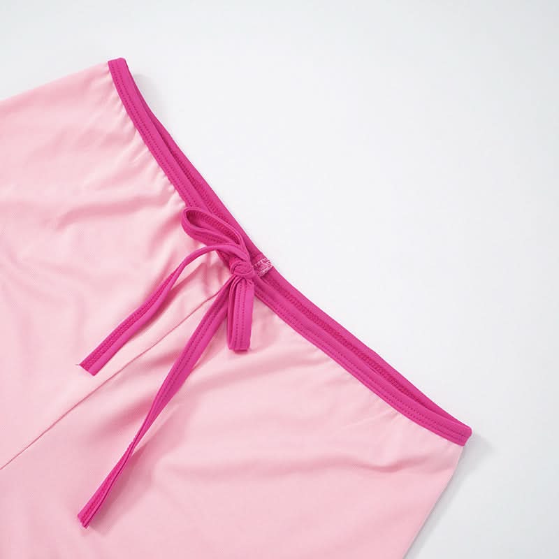 Chic Pink Halter & Shorts Loungewear Set - Self-Tie Comfort for Cozy Fall Nights