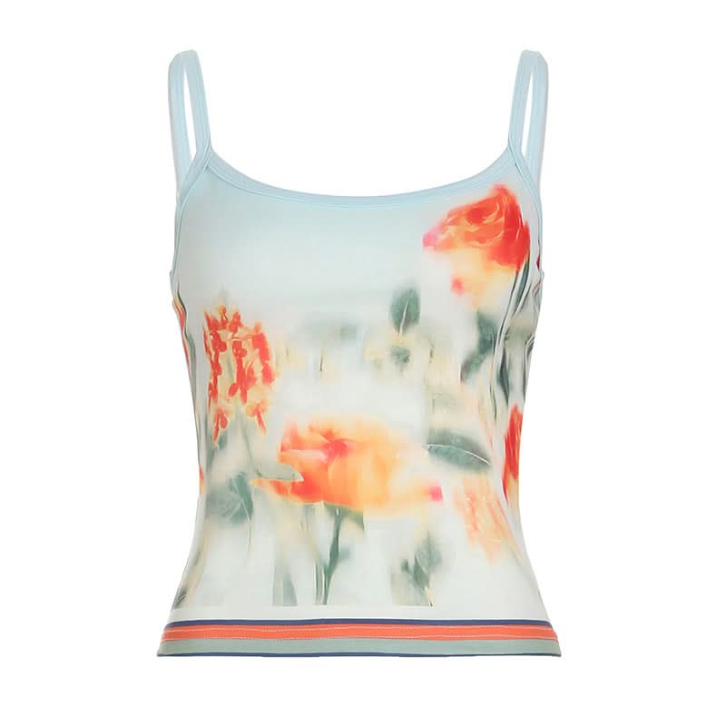 Soft Knit Autumn Bloom Cami Top - Effortless Floral Tank for Fall Layering