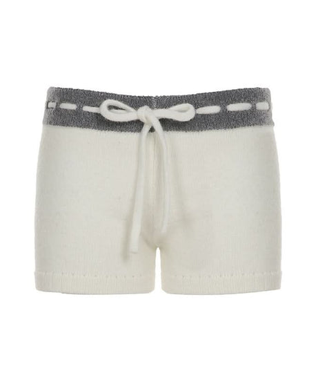 Cozy Knit Drawstring Lounge Shorts with Star Detail - Perfect for Fall
