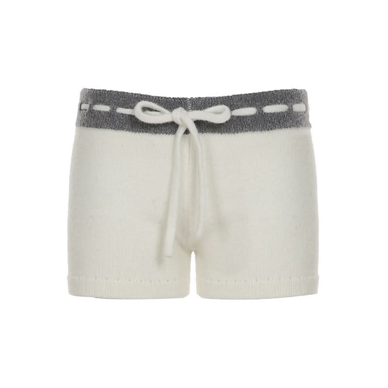 Cozy Knit Drawstring Lounge Shorts with Star Detail - Perfect for Fall